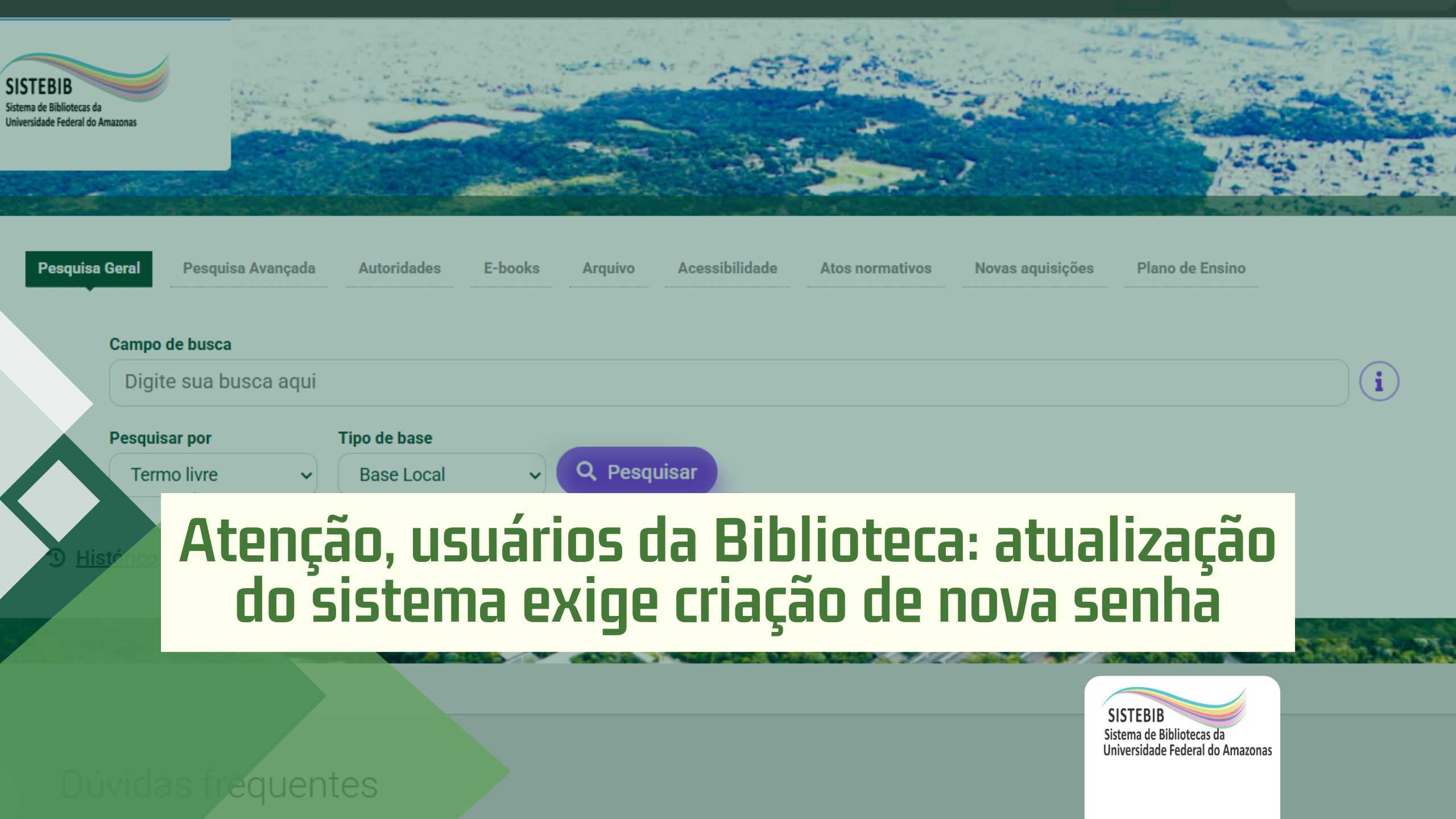 Atenção, usuários da Biblioteca: atualização do sistema exige criação de nova senha