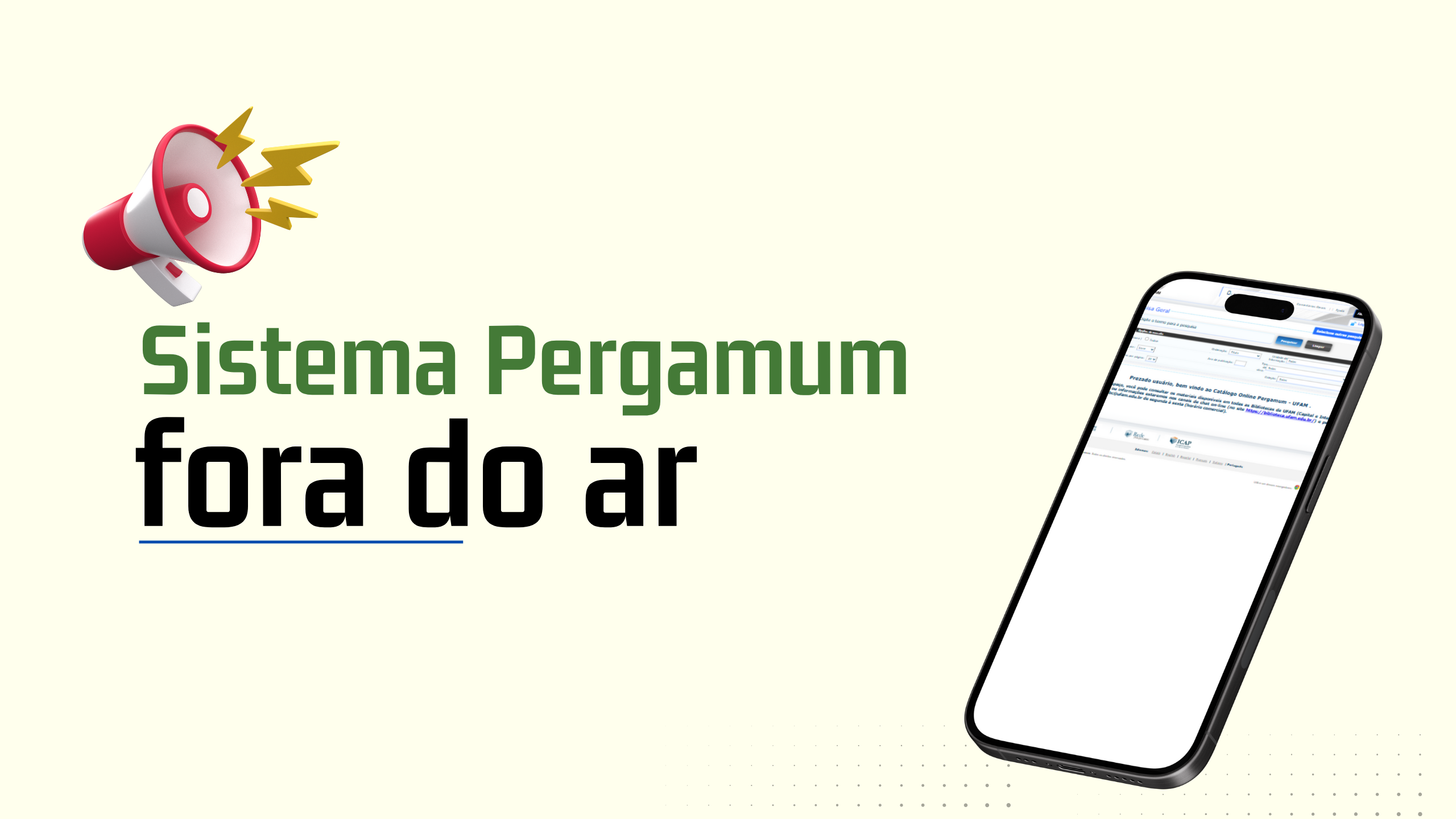 Sistema Pergamum fora do ar