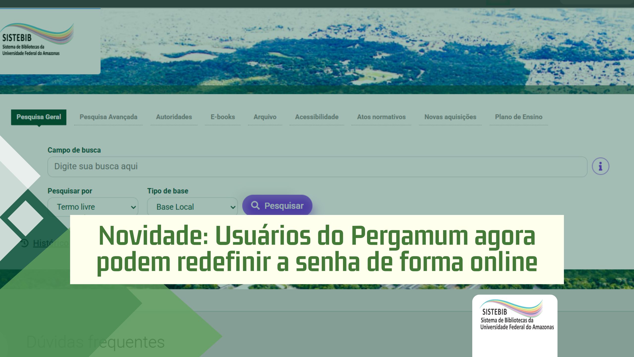 Novidade: Usuários do Pergamum agora podem redefinir a senha de forma online