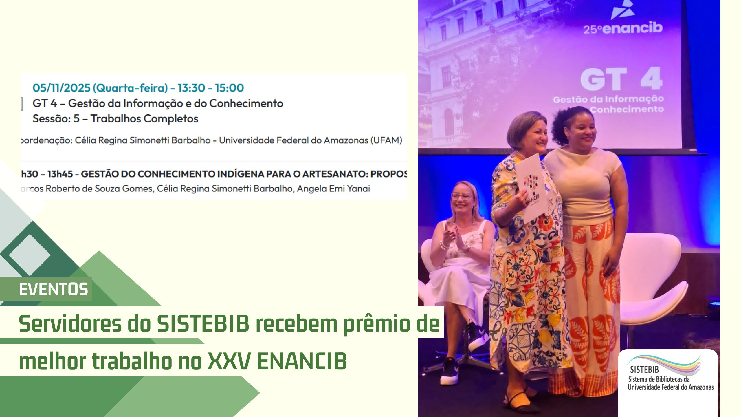 Servidores do SISTEBIB recebem prêmio de melhor trabalho no XXV ENANCIB