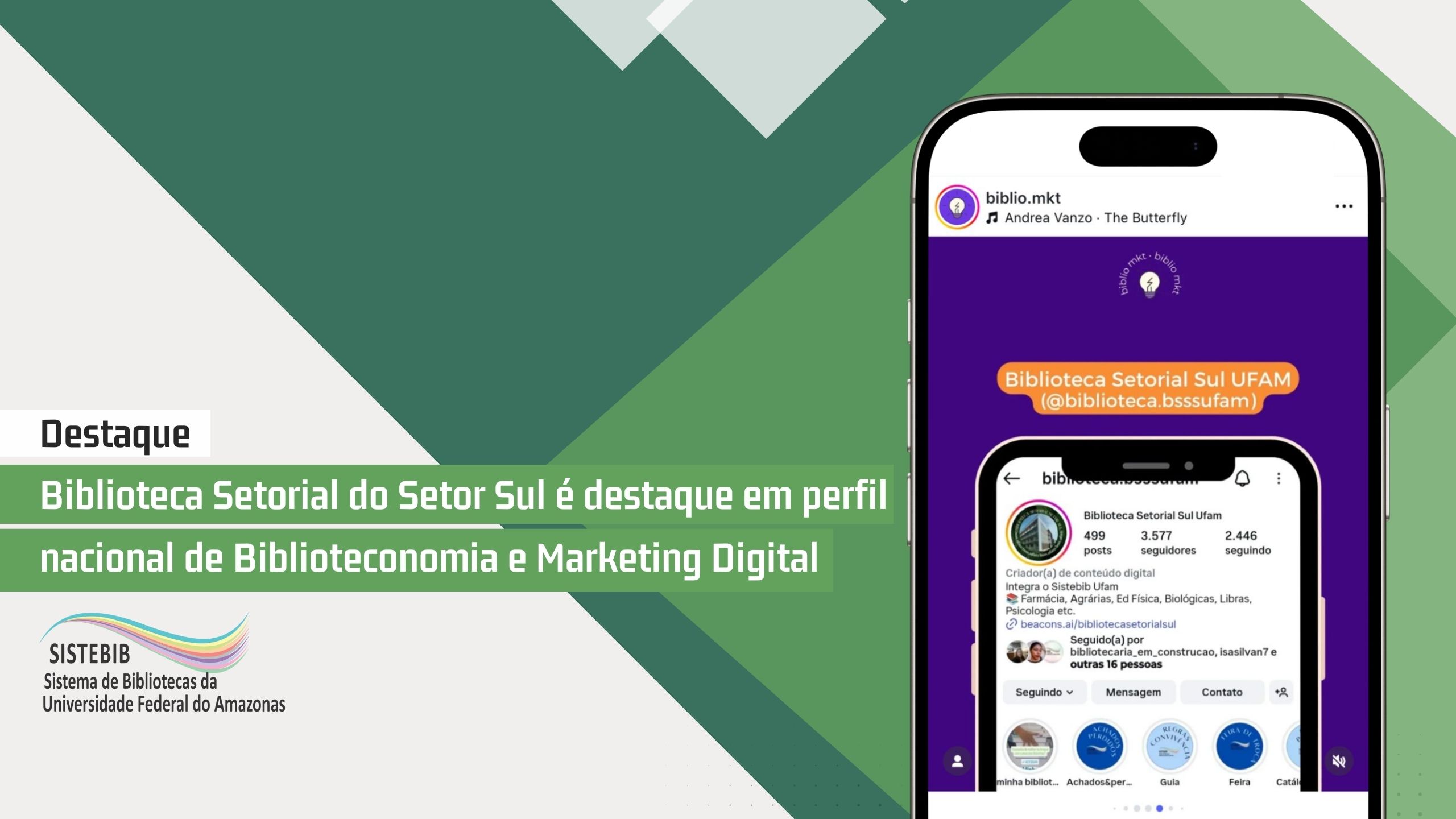 Biblioteca Setorial do Setor Sul é destaque em perfil nacional de Biblioteconomia e Marketing Digital